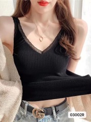 velvet knitted lace suspender vest for women in warm autumn and winter with small suit and base French chic top