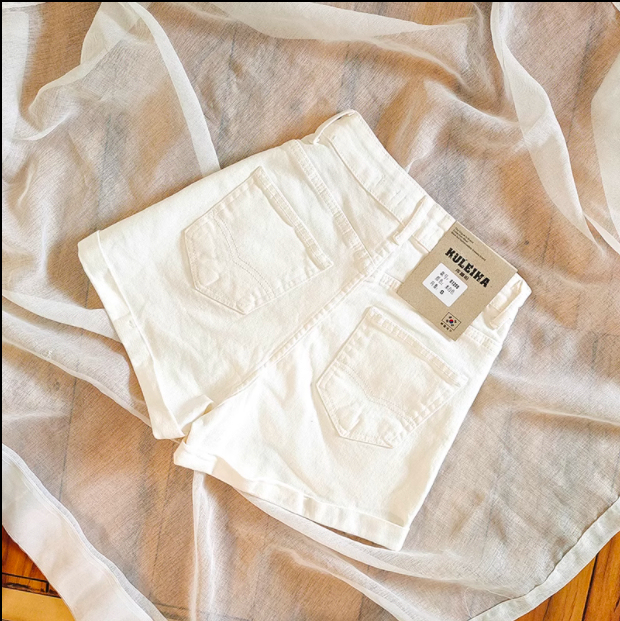 New summer off-white denim shorts for women ins slim high waist curled wide-leg hot pants