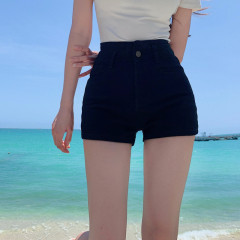 Simple and versatile denim shorts for women with slim waist and slim hot pants wide-leg versatile pants