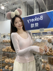 Long-sleeved inner base T-shirt for women with slim slim and versatile top