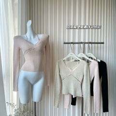 DoggyQin Winter Miki/Fit two-piece 100% wool sweater for women slim top