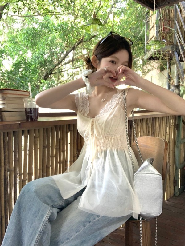 New spring product suspender vest with pure sexy top/lace two-piece set for women