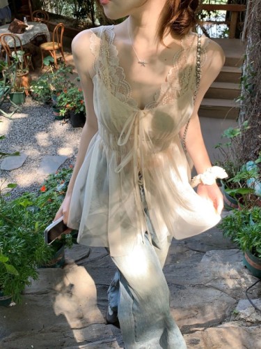 New spring product suspender vest with pure sexy top/lace two-piece set for women