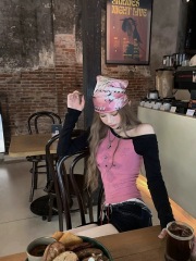 Tongiiuu American comic hot girls design contrast color hot diamonds off-shoulder T-shirt female hot girls slim top spring