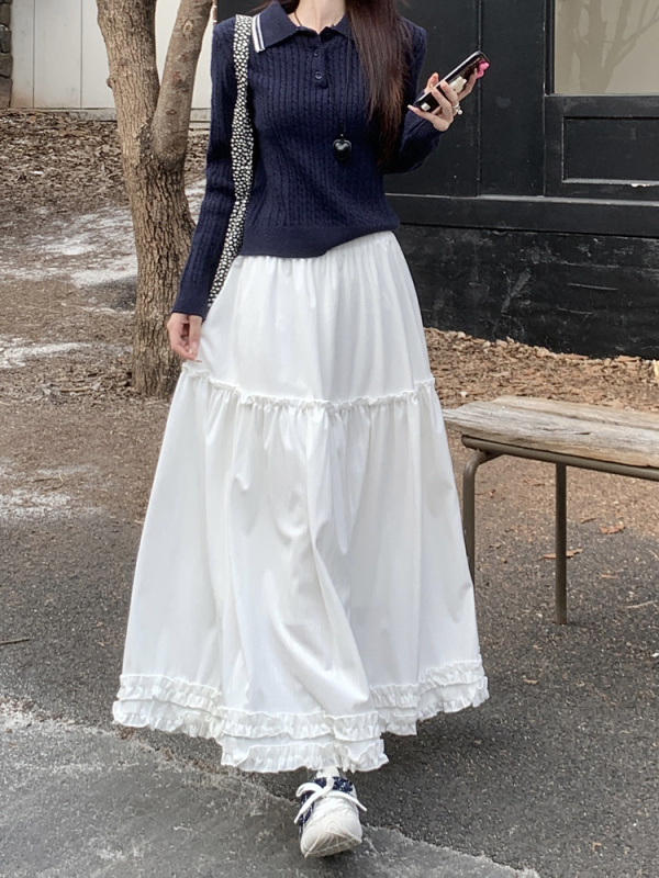 Winter thickened cake skirt makes you look slim and covers the cross-eared skirt for women with high waist versatile A-line skirt