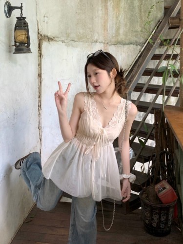 New spring product suspender vest with pure sexy top/lace two-piece set for women