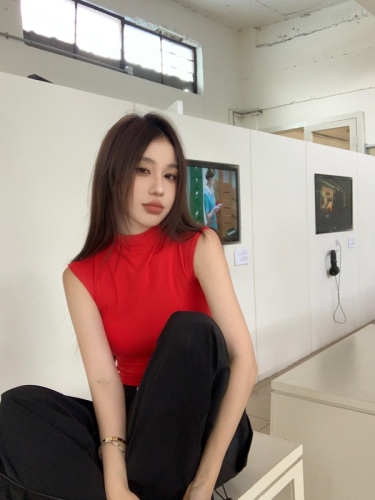 Large elastic slim short sleeves small flying sleeves T-shirt short women's top