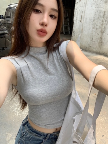 Large elastic slim short sleeves small flying sleeves T-shirt short women's top