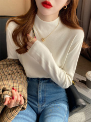 Half turtleneck base shirt for women with long sleeves and sexy knitted sweater