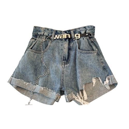 New denim shorts for women with high waist slim A-line summer hot pants for hot pants outside design