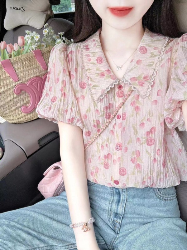 New set of women's beautiful floral tops two-piece denim dress summer outfit with a complete set of Korean style