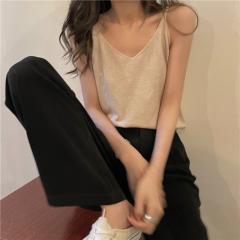 Summer Korean chic versatile knitted solid color inner wear outer strap vest women's top