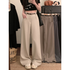 Simple suit pants casual pants women wide-leg pants high waist drooping floor pants