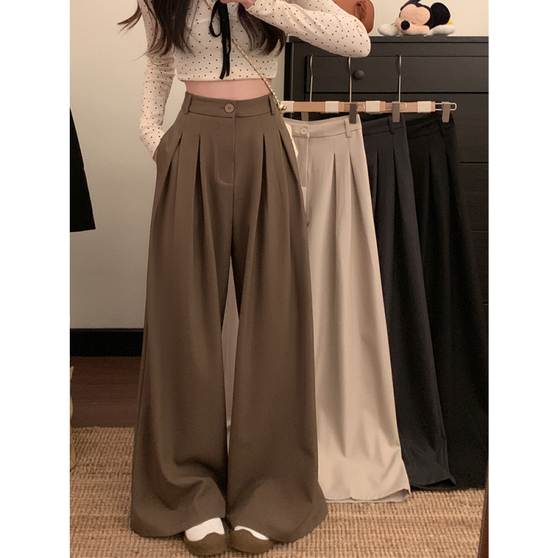 New spring wide-leg pants for women with high waist drooping loose casual floor-moving suit pants