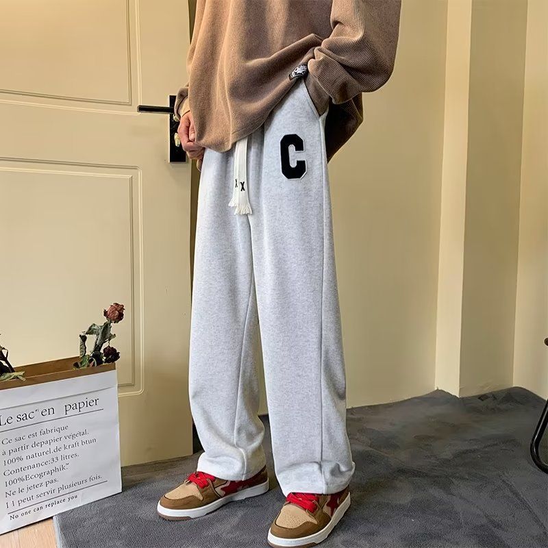 Women's trendy brand loose autumn and winter pants wide-leg pants vibe American high street straight casual sports pants