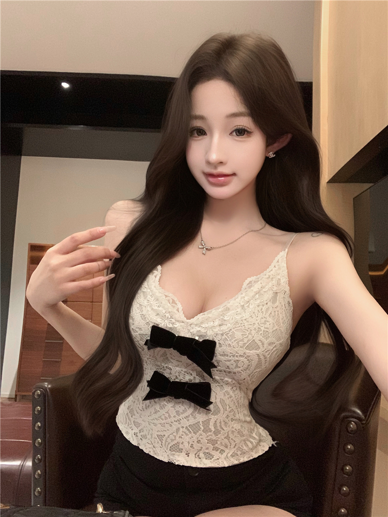 Real shot~ Lace vest suspender slim fit pure desire business with chest pad