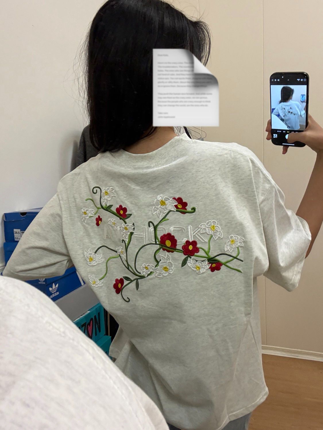 刺繡純棉210克精梳緊密短袖t恤女