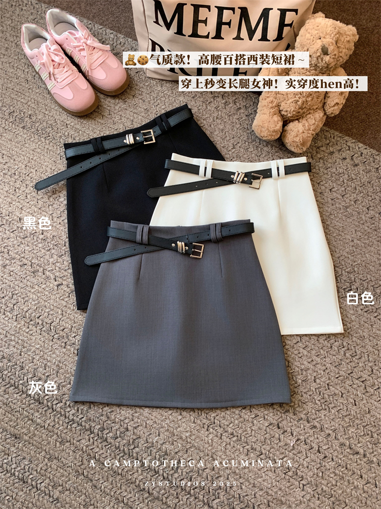 Real-life suit skirt for women in spring and summer small person with high waist slim A-line hip anti-exposure short skirt ins style
