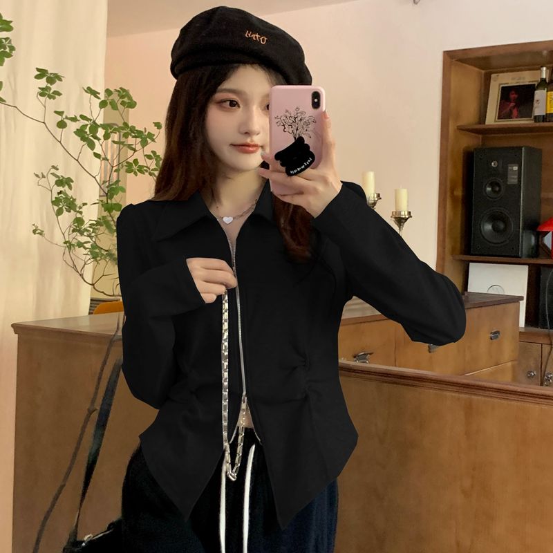 大碼女裝胖MM法式不規則高級感上衣女秋季修身顯瘦襯衫別致打底衫