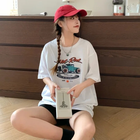 韓國外貿韓版夏季新款短袖t恤女寬鬆韓版時尚百搭短袖上衣女裝