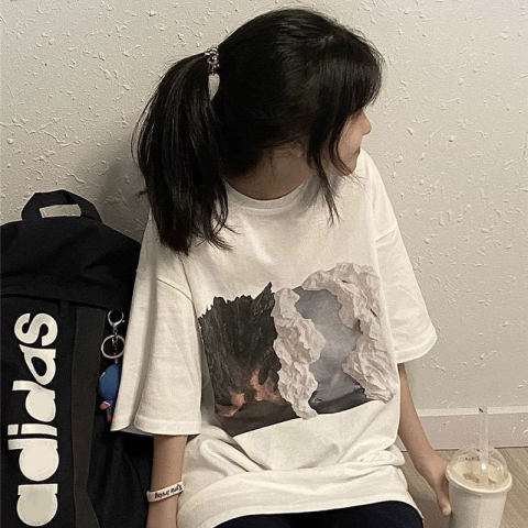 韓國外貿韓版夏季新款短袖t恤女寬鬆韓版時尚百搭顯瘦上衣女裝