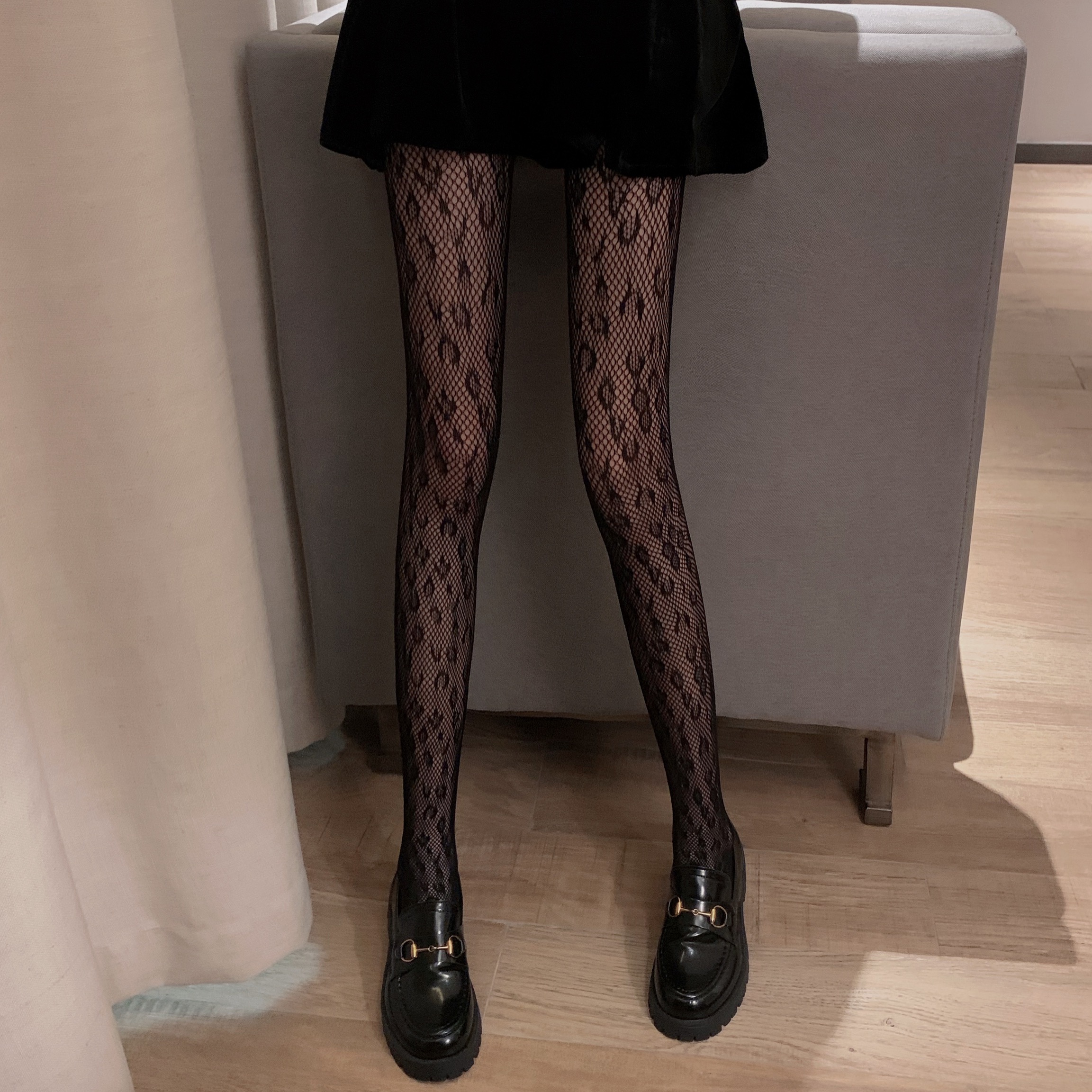 Real-life price~ Leopard print sexy socks black temperament perspective hollow net stockings pantyhose thin boots socks