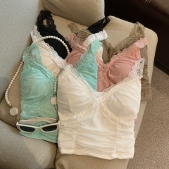 Real shot of summer lace folded suspenders