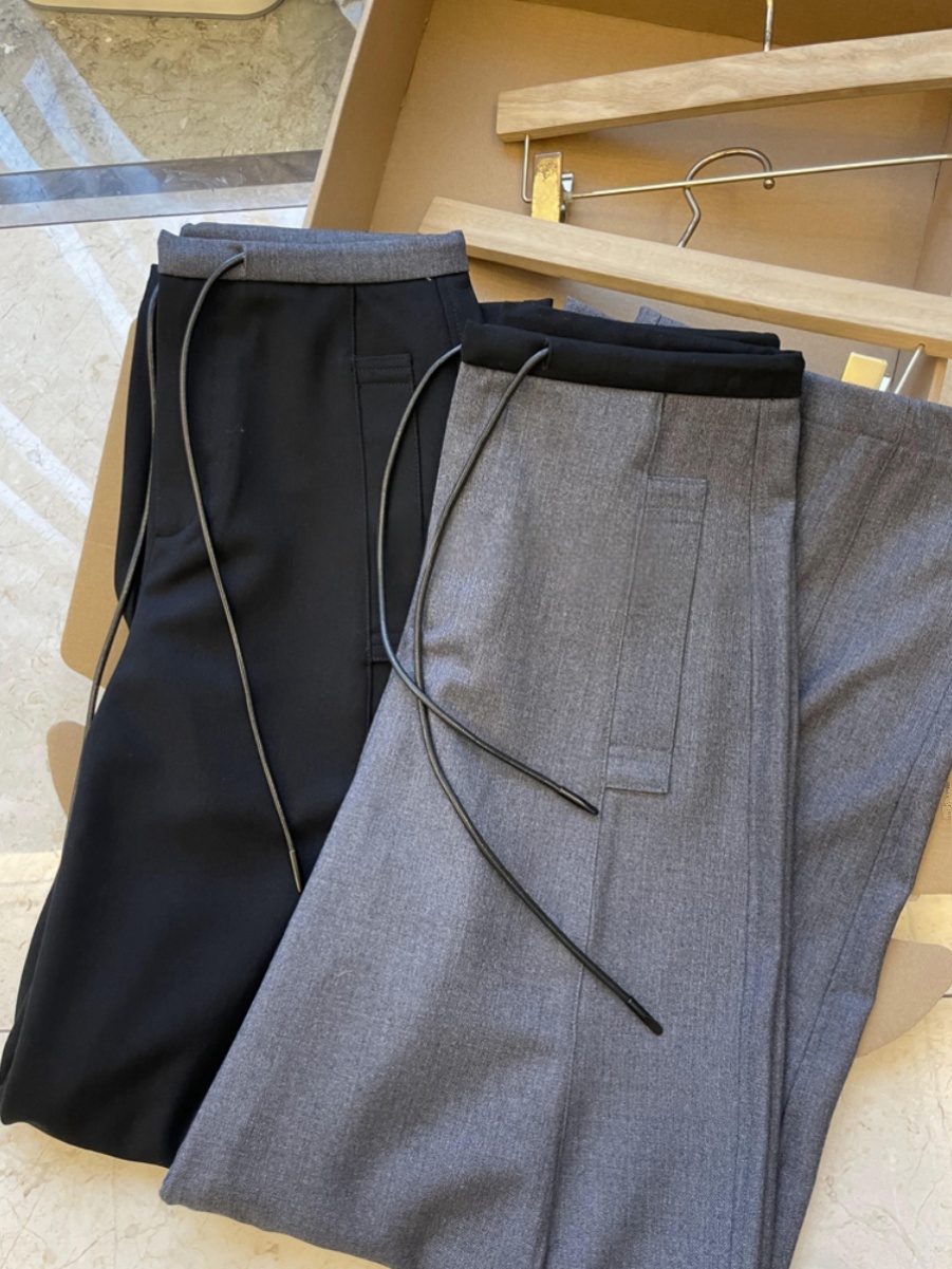 3D Waist Design #Black Wide Leg Suit Pants for Women 2025 Spring New Slimming High Waist Casual Pants Trend
