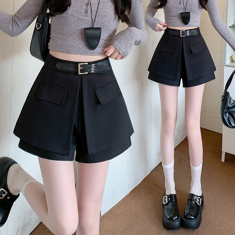 Real-life drooping suit A-line wide-leg pants shorts 2025 loose and slim high-waist casual pants outside shorts