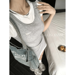 假兩件短袖連衣裙女夏季新款辣妹風收腰顯瘦設計感純欲包臀裙短裙