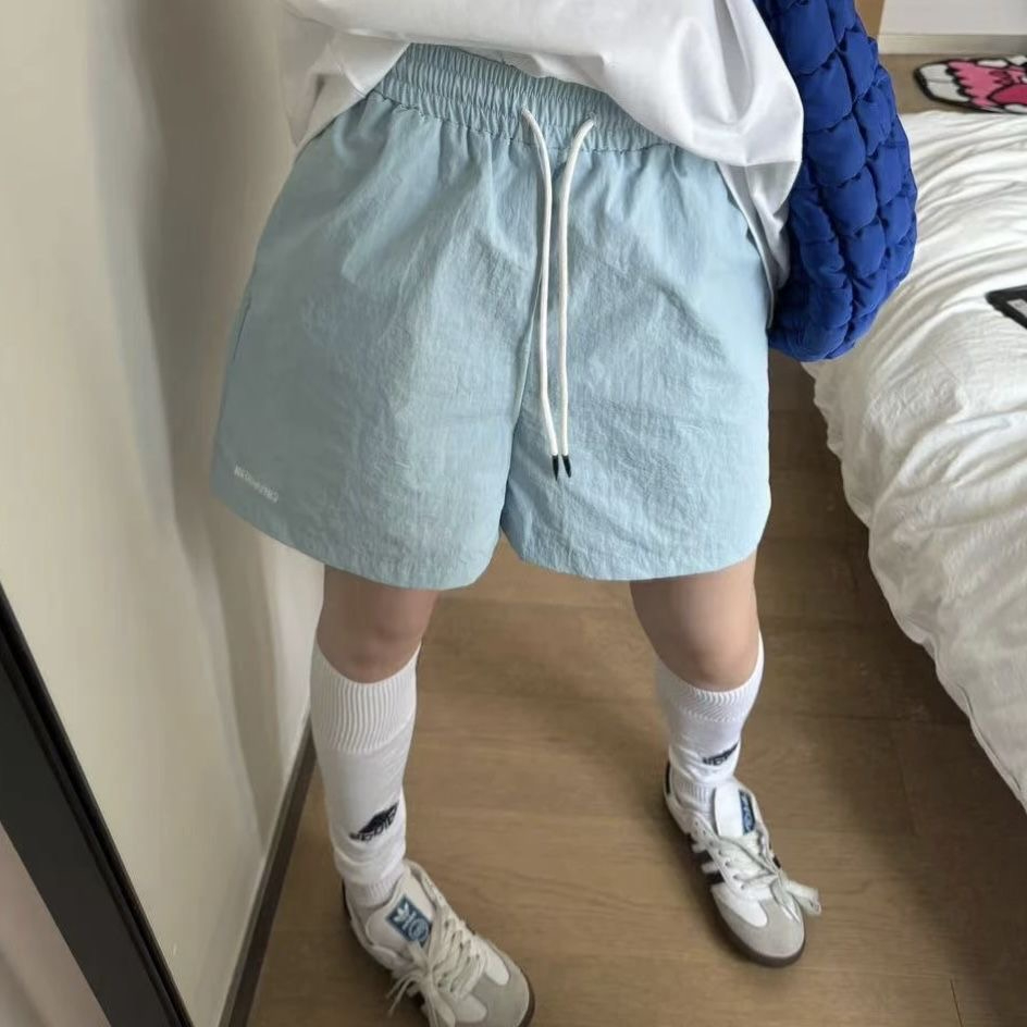速干ins彩色多巴胺沙灘短褲百搭夏季寬鬆運動休閒褲薄款純色