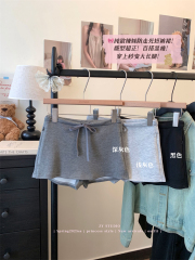 Real shot~ New gray sports and casual drawstring short skirt for women with high waist hot girl A-line hip-packing anti-lighting wear skirt