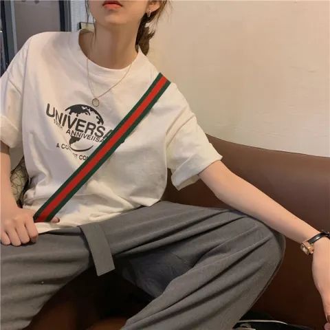 足碼原版外貿短袖t恤女寬鬆韓版ins潮夏季新款中長款半袖上衣