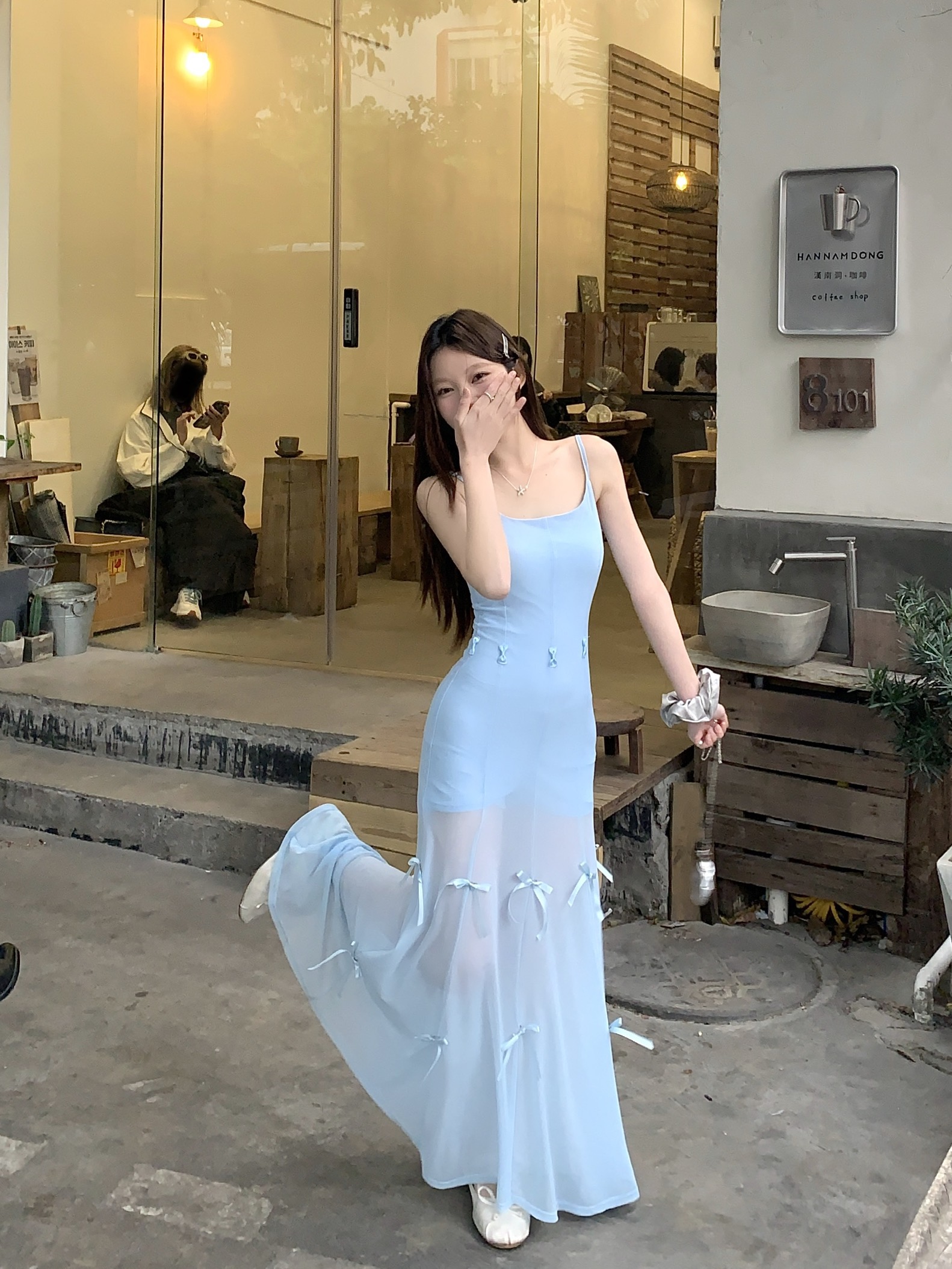 Real photos Multiple wear methods Tianni looks slim mid-length suspender dress for women with slim bow skirt