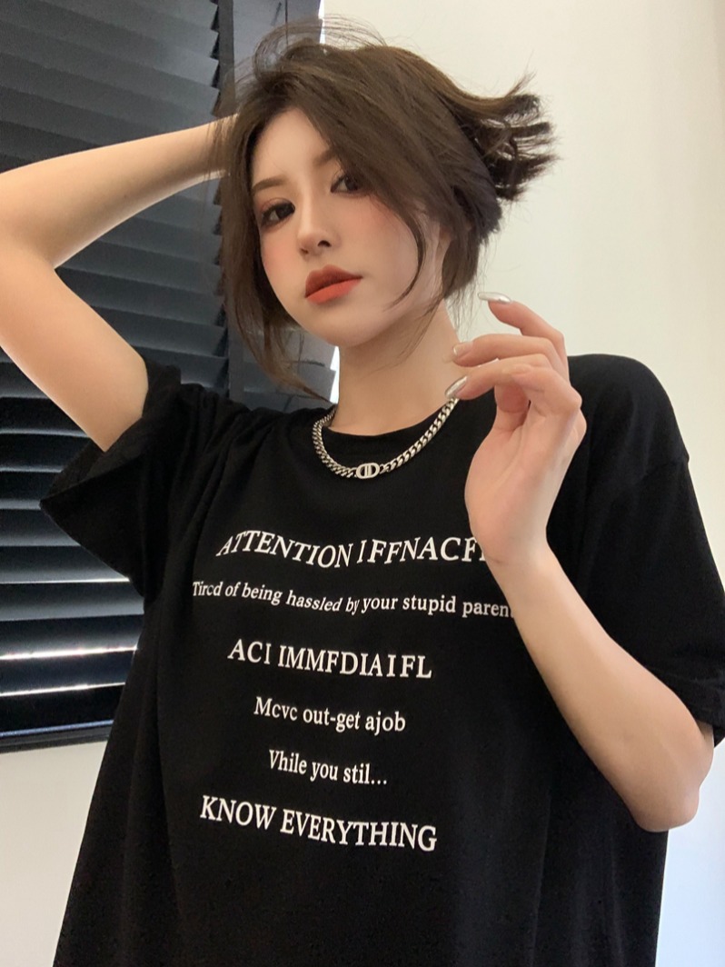 韓國外貿韓版夏季新款短袖t恤女寬鬆韓版時尚百搭短袖上衣女裝