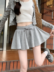 Real shot ~Ballet style drawstring casual skirt for women with high waist A-line slim and versatile anti-exposure skirt