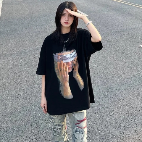 韓國外貿韓版夏季新款短袖t恤女寬鬆韓版時尚百搭短袖上衣女裝