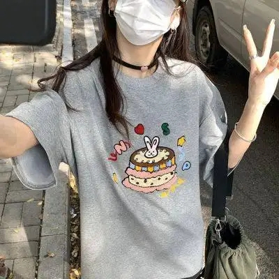 韓國外貿韓版夏季新款短袖t恤女寬鬆韓版時尚百搭短袖上衣女裝