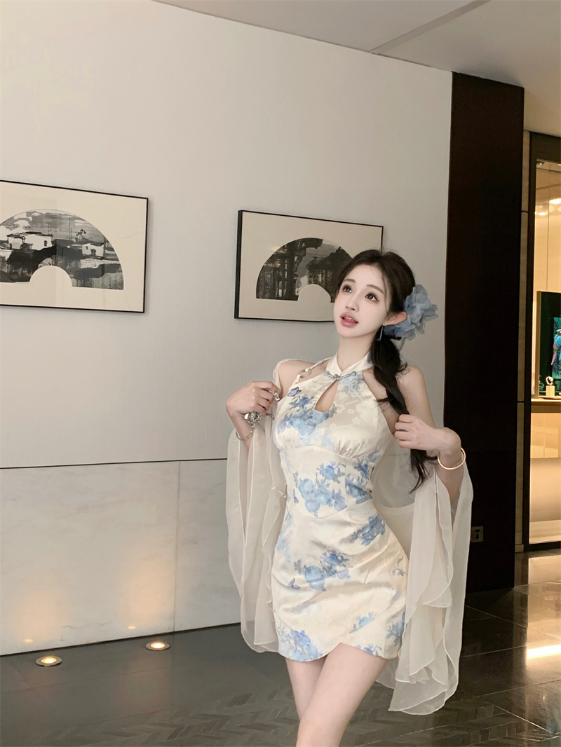 實拍 古風復古開衫+印花仙女連衣裙