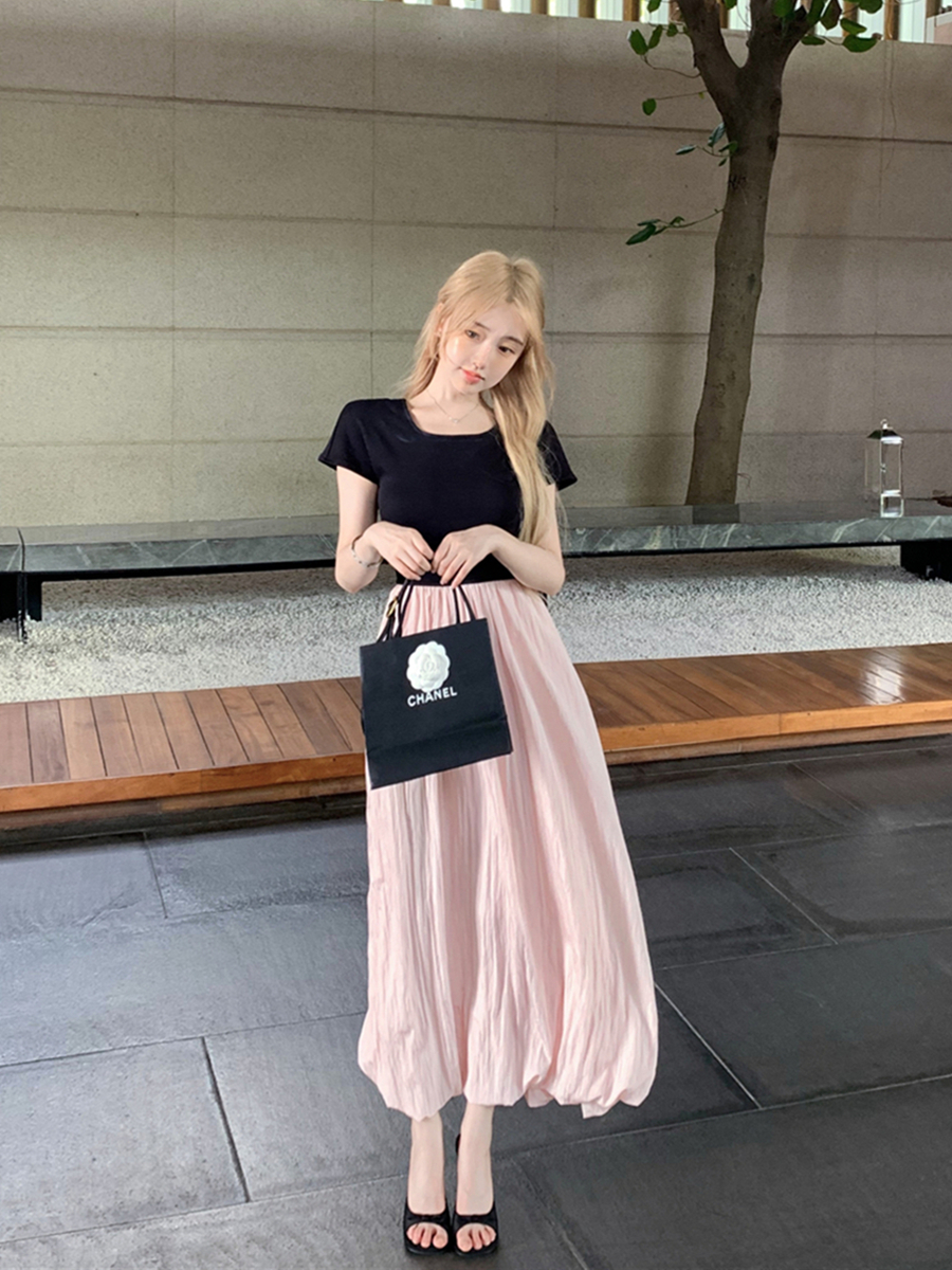 Real shot of retro sexy high waist slim knitted spliced ​​flower bud dress for women