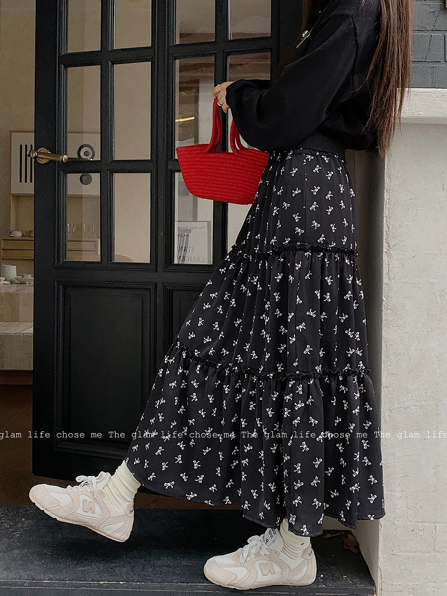 Real shot 2025 spring new women's skirt Korean loose A-line skirt big hem skirt
