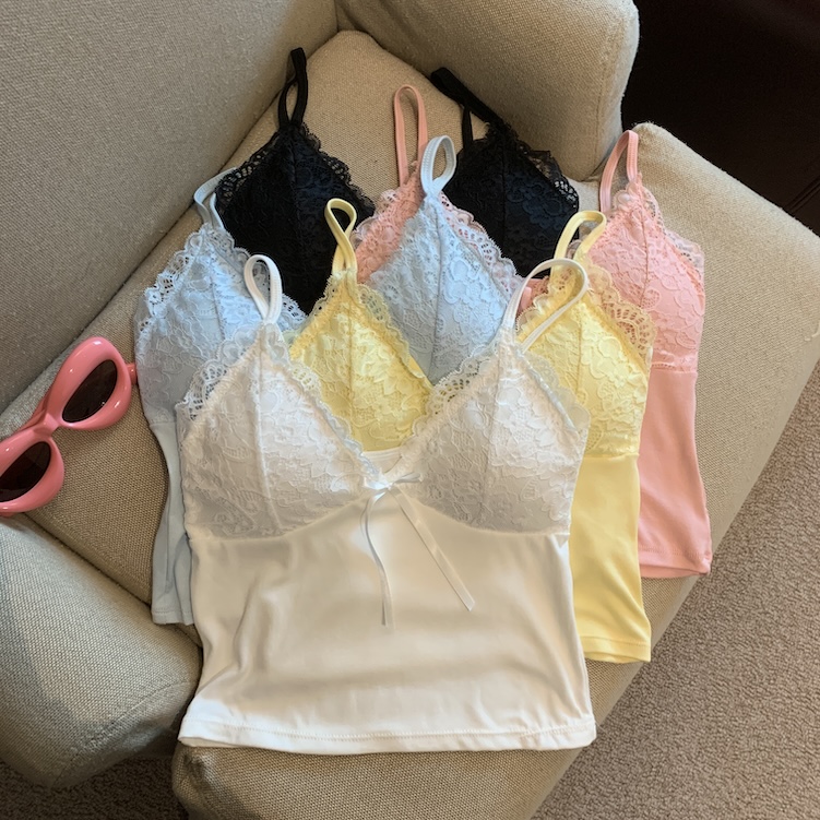 Real shot of spring lace suspender top
