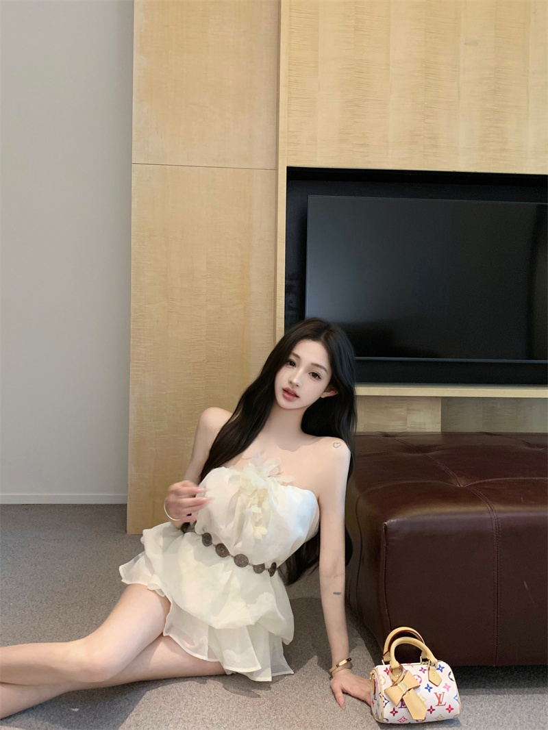 實拍 抹胸襯衫花朵背心