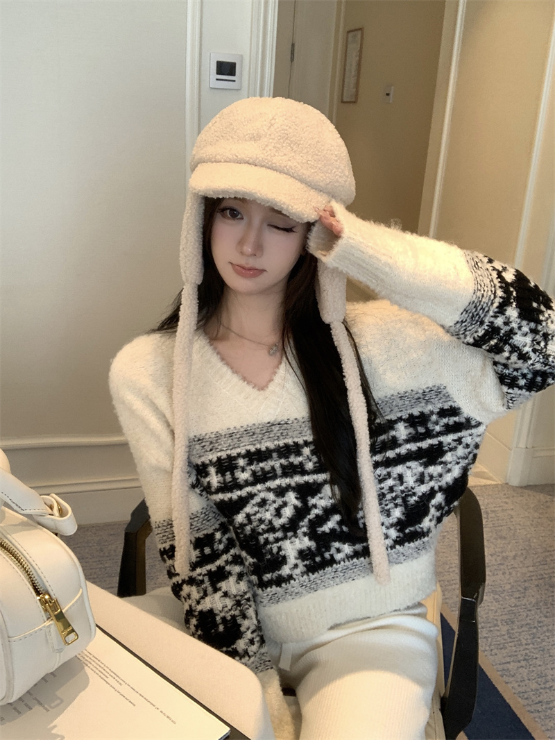 Real shot, niche design, niche temperament, circle jacquard sweater, sweater top