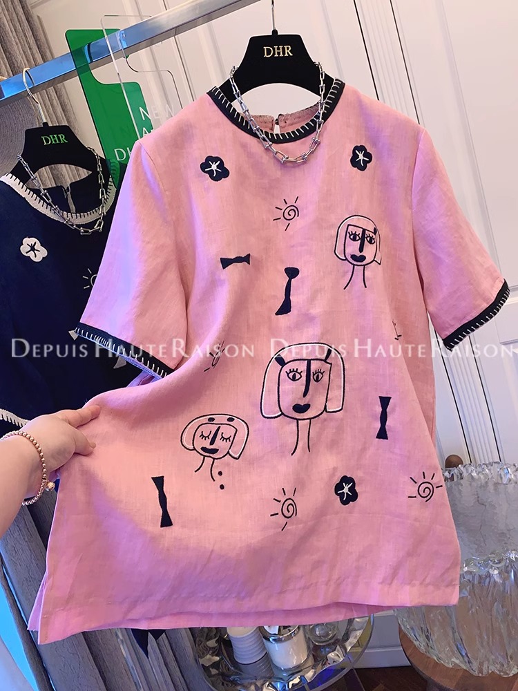 刺繡+21支超爽棉210克特大碼240斤高級感刺繡人像短袖