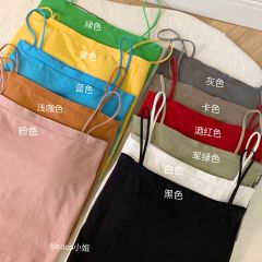Real photos 11 colors~ New tops with sleeveless short hot girl solid color suspender vest for autumn and summer
