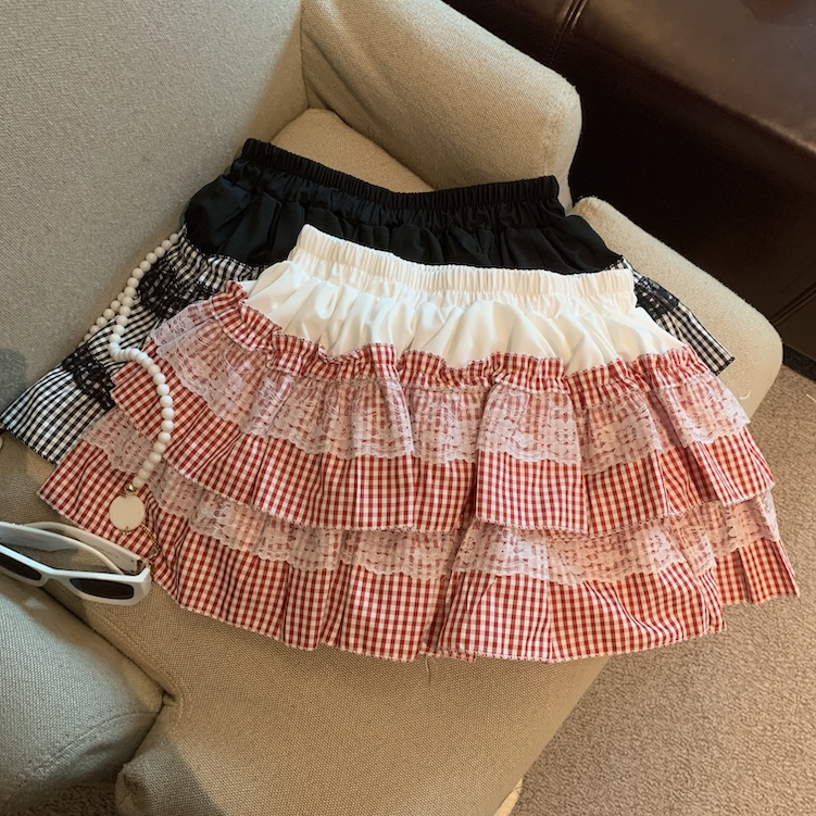 Real shot of early spring plaid skirt
