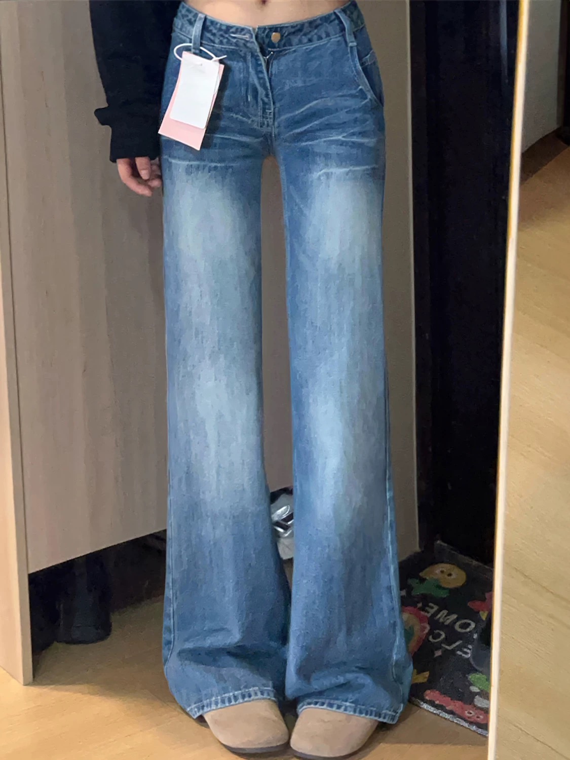 Retro jeans for women in spring and summer new Korean style design with high waist slimming and not fitting legs