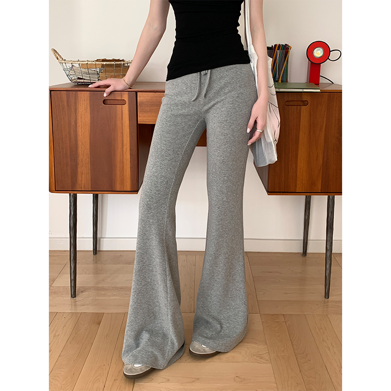 Real-life high-waisted slim sports micro-flat trousers for women 2025 early spring new slim casual yoga pants trousers