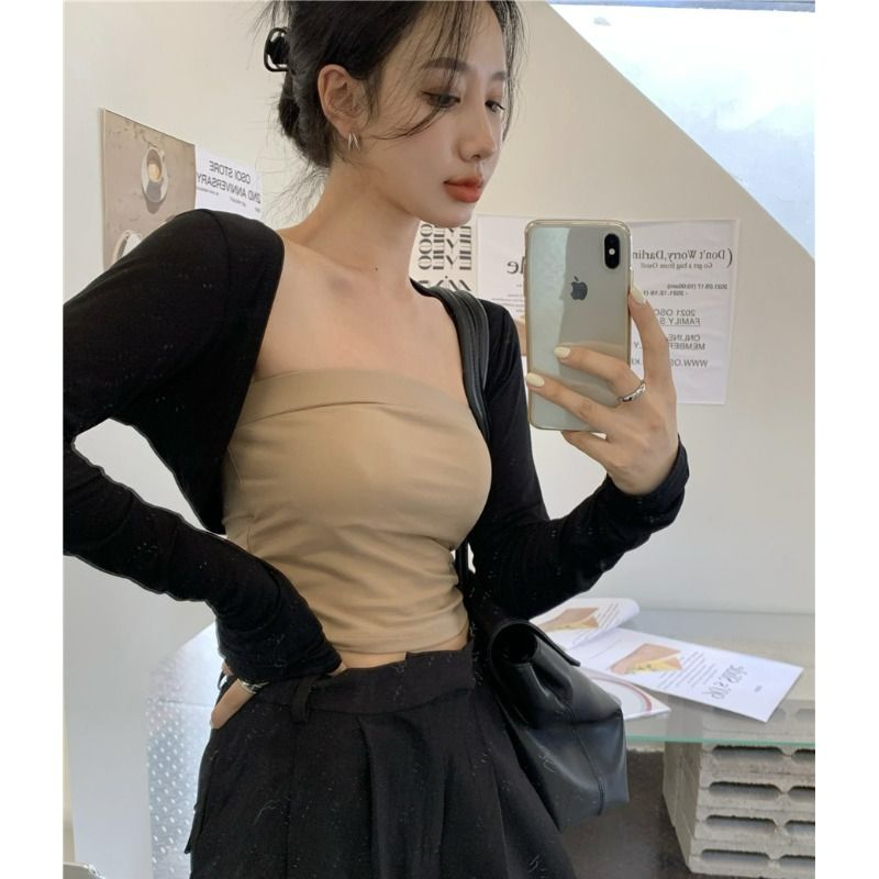 開衫+背心女夏季薄款防曬罩衫披肩吊帶外搭純欲風短款上衣